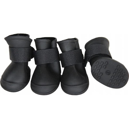 PetPurifiers Elastic Protective Multi-Usage All-Terrain Rubberized Dog Shoes44; Black - Small